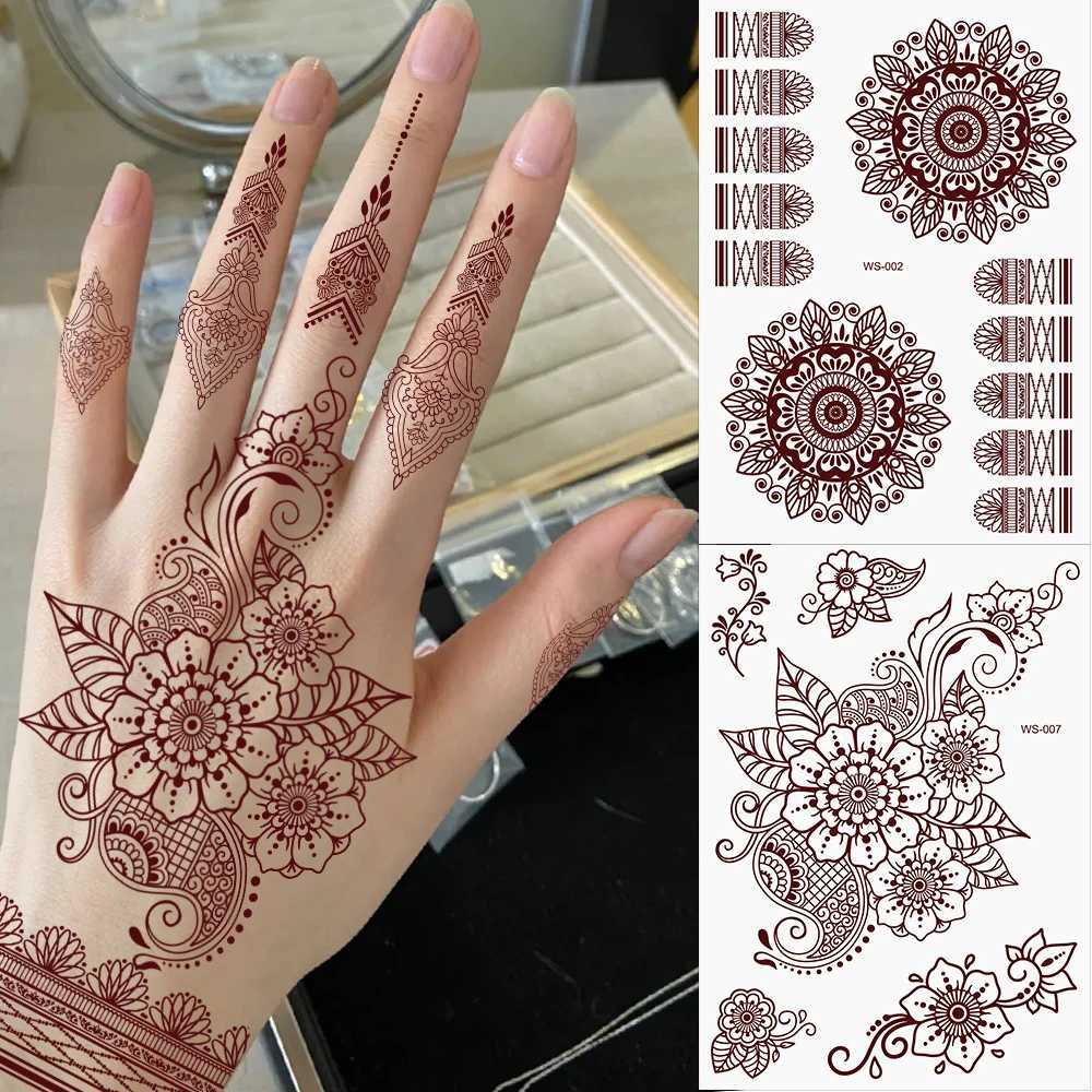 15 * 21cm Red Lace Nail Art Tattoo Sexy Chestnut Tattoo Sticker Waterproof Indian Mehndi Design Temporary Tattoo Finger Hand Tattoo+XJ25414