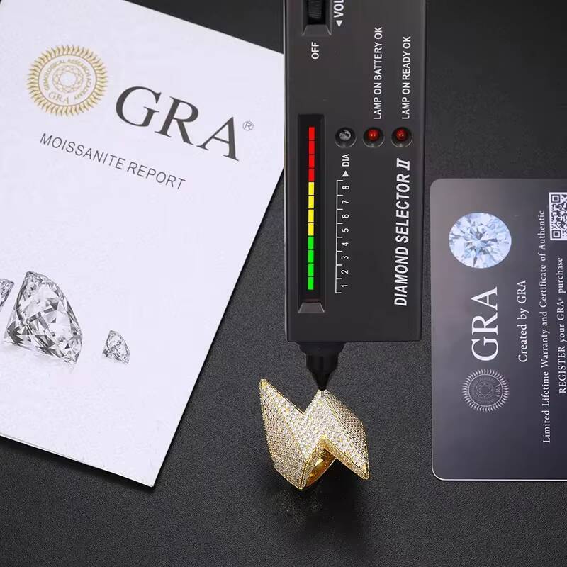 Classic S925 Lightning Unisex Moissanite Hip Hop Ring for Men Pave Setting with Natural Stone for Wedding and Party