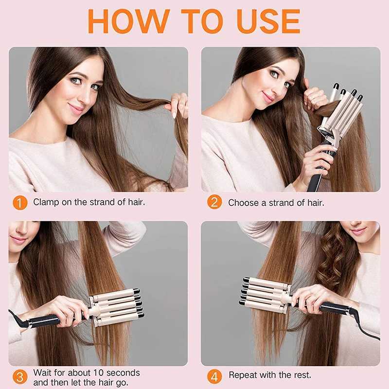 Dual Voltage 5 Barrel Ceramic Tourmaline Hair Curling Iron Portable Electric Ripple Big Wave Hair Curler For Household UseT251114