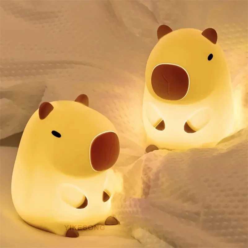 Cute Pet Capybara Night Light Cute Cartoon Silicone Bedside Sleep Night Lamp For Childrens Room Decor Birthday gift M251114