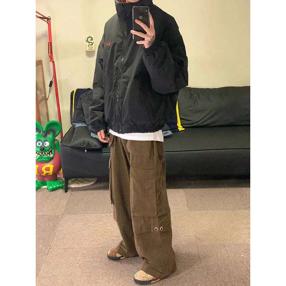 Women's Wear Reversible Parkas Men Women Vintage Color-Blocked Lattice Thickened Jackets Stand-Up Collar Warm Loose Coats Winter Couple Tops