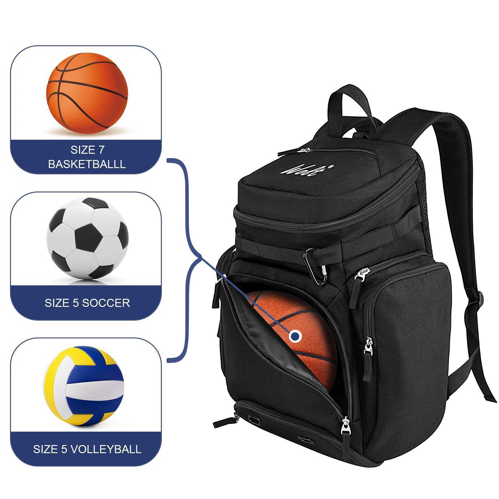 Wolt Basketball Backpack Bag with Separate Ball Compartment and Shoes PocketLarge Sports Equipment Bag for Basketball SoccerW251113