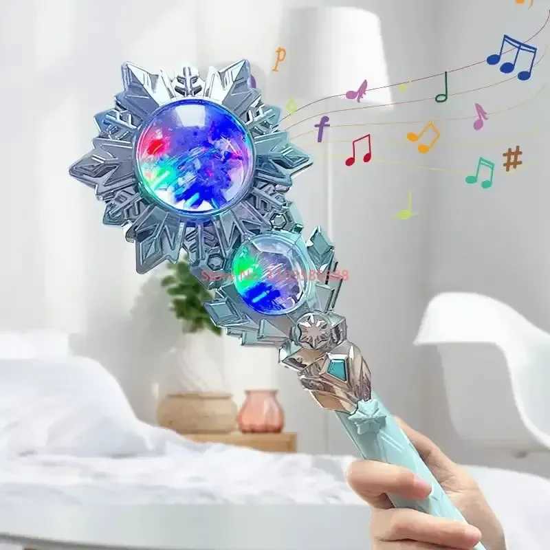 Cartoon Disney Frozen Princess Elsa Glowing Rotating Music Fairy Wand Sparkling Stick Childrens Toy Girl Birthday Childrens Christmas Gift Y2504014