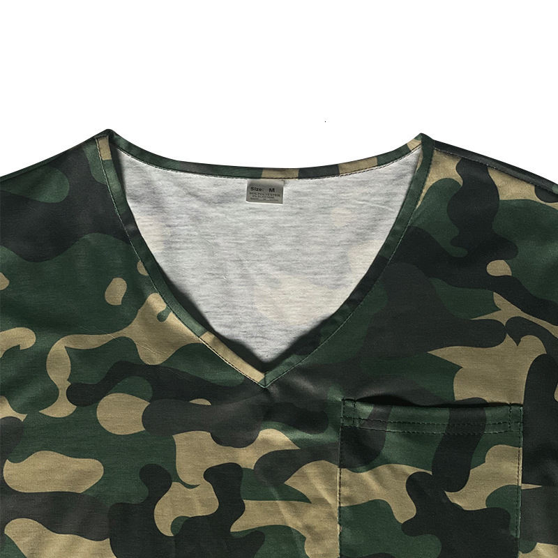 2025 hot selling V-neck slim fit sexy camouflage casual sports trend men's T-shirt