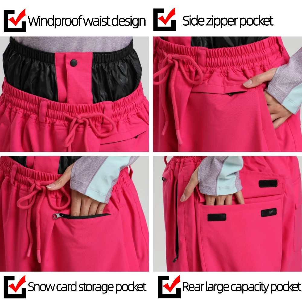 GSOU SNOW Super Baggy Snowboard Pants Winter Thermal Breathable Clothes Multi-pockets Men Loose Trousers Skiing Sports Britches251113