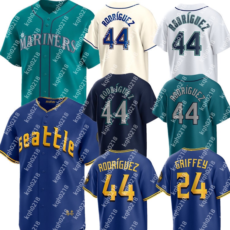 Custom Mariners Baseball Jersey Ken Griffey Jr. Julio Rodriguez JP Crawford Mitch Haniger Cal Raleigh Luke Raley Randy Arozarena Andres Munoz Ichiro S