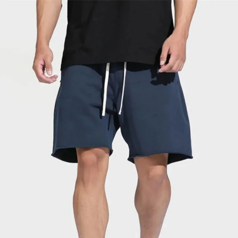 Zipper Pocket Fitness Shorts for Mens Summer Trend Cotton Loose Casual Running Basketball 250414