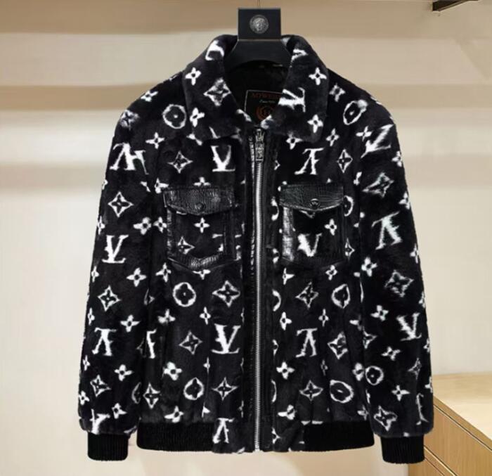 5XL luxury fleece jackets for men zipper V fur designer jacket man winter coat Men's Clothing