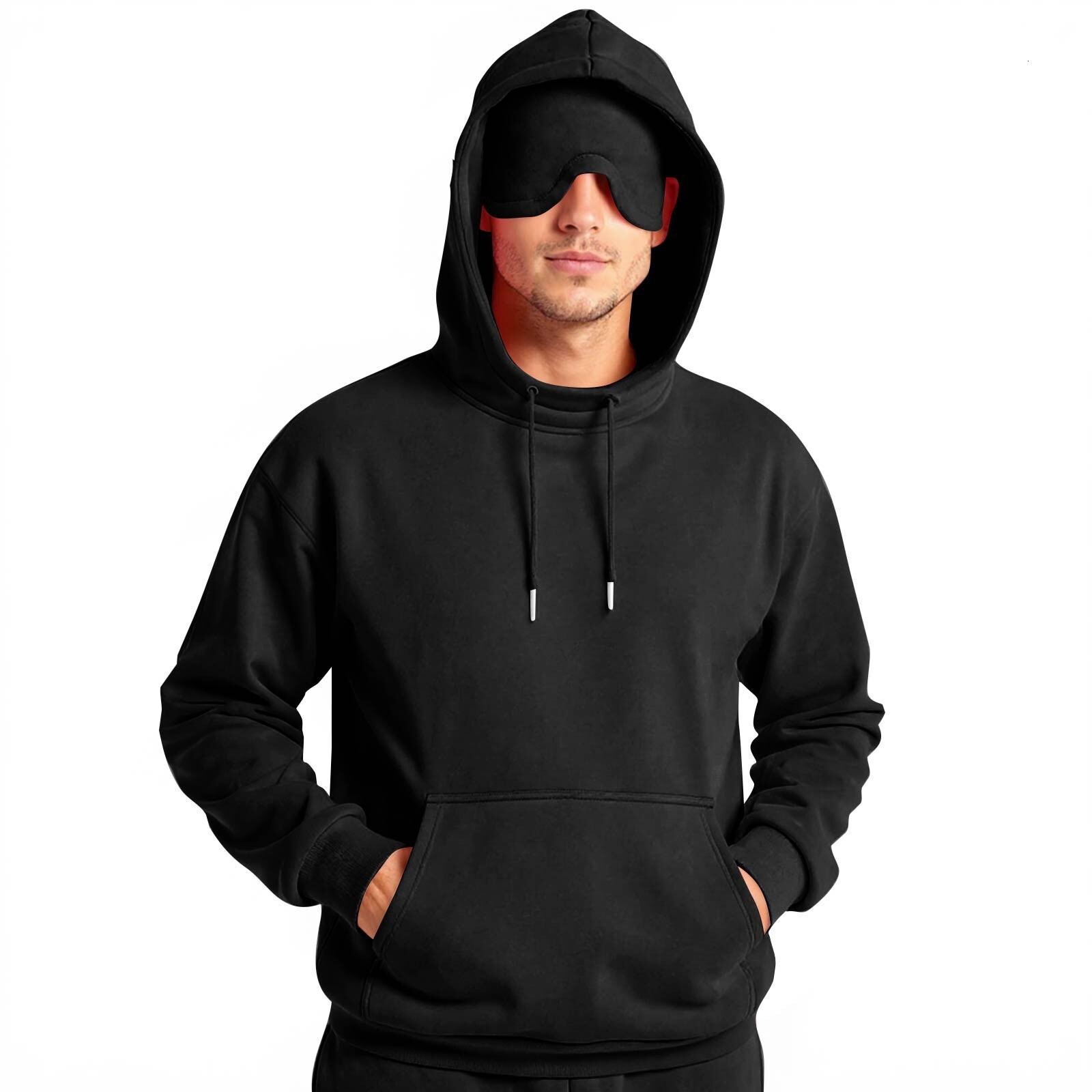 designer Fashion New Solid Color Men's Winter Casual Sweatshirt with Eye Mask Hoodie