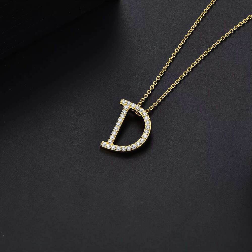 Jewelry letter shaped D-color VVS sandstone pendant necklace made of pure sier, high-quality party gift