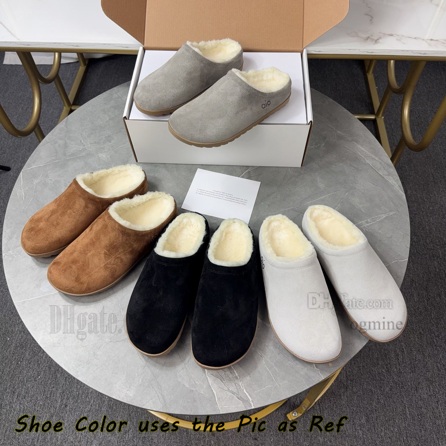 black brown white plush out of office Sherpa Recovery Slipper Leather Mules with fur flat bottom girls slide yoga chaussure alos aloshoes womens mens slippers 35-45