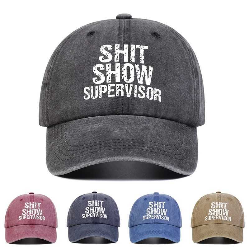 Neutral Shit Show Supervisor Print Wash Baseball Hat Spring and Autumn Outdoor Adjustable Casual Hat Sunscreen Hat W250414