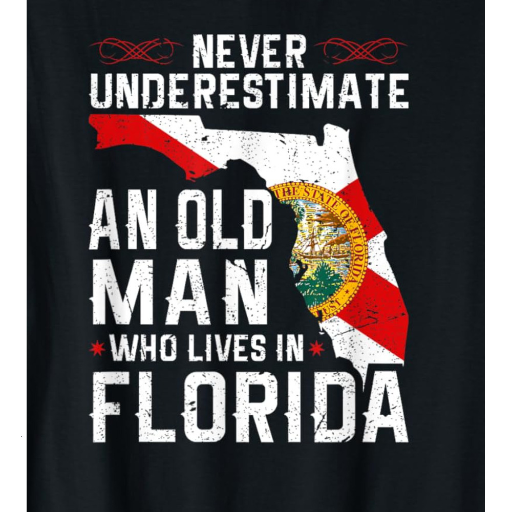 T shirt for Mens Flag Florida Home Old Man Flo Grown Graphic Tee Casual Tops Clothes Short sleeve cool