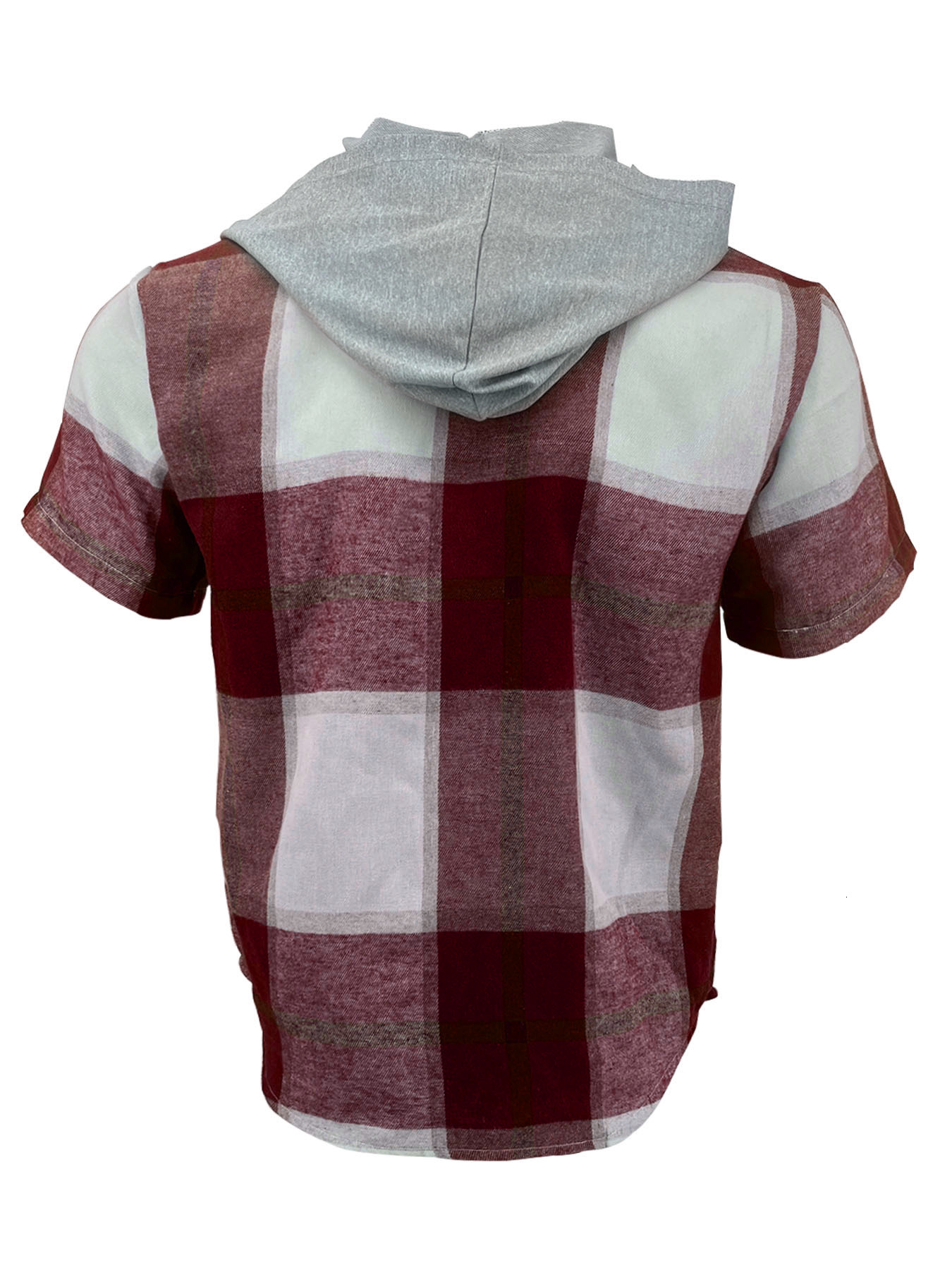 2025 summer new men's plaid short sleeved T-shirt casual hooded button up cardigan shirt