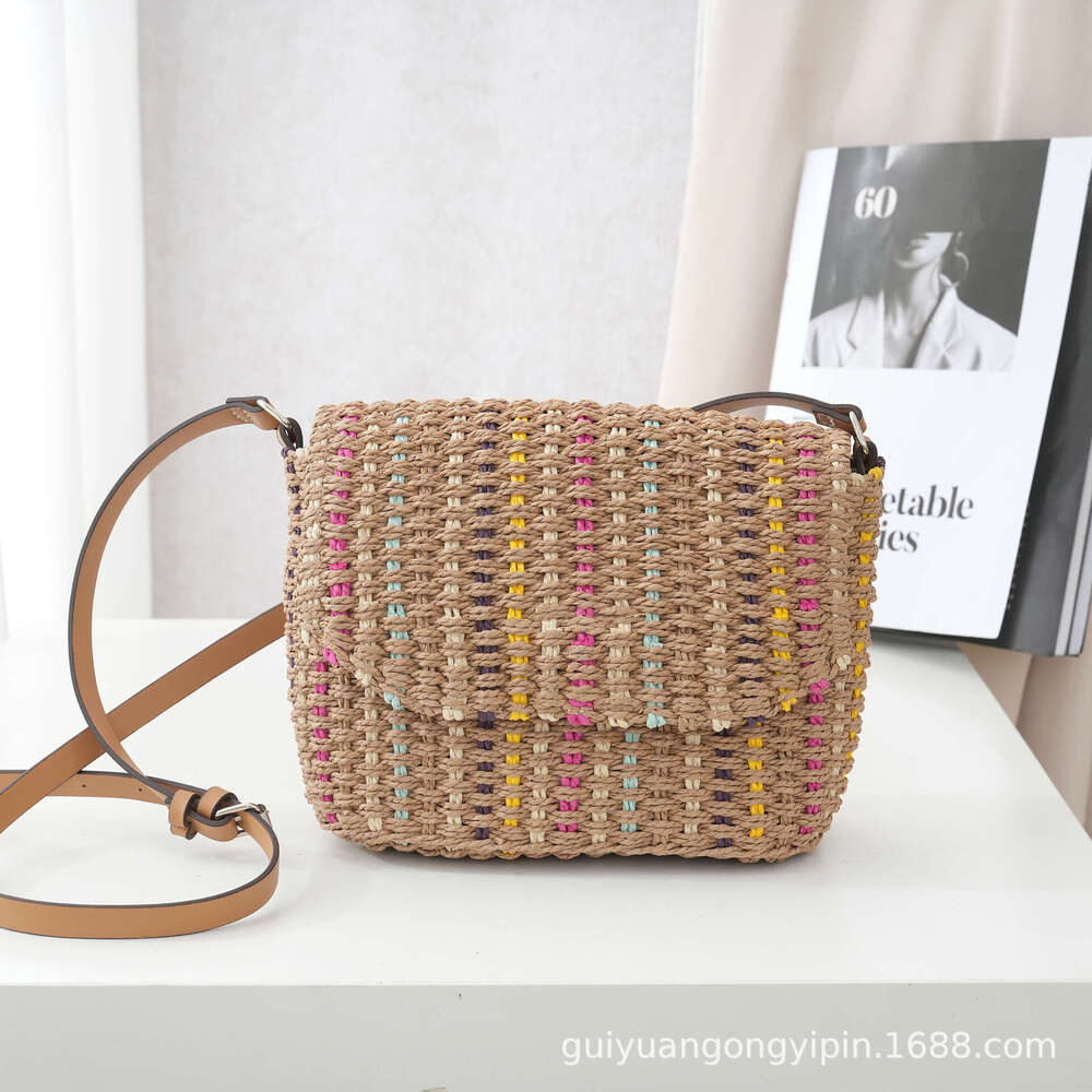Handmade Beach Bag Versatile And High-End Crossbody Luli Grass Dopamine Hand Woven Summer Bag, Women's Beach Bag Kq2