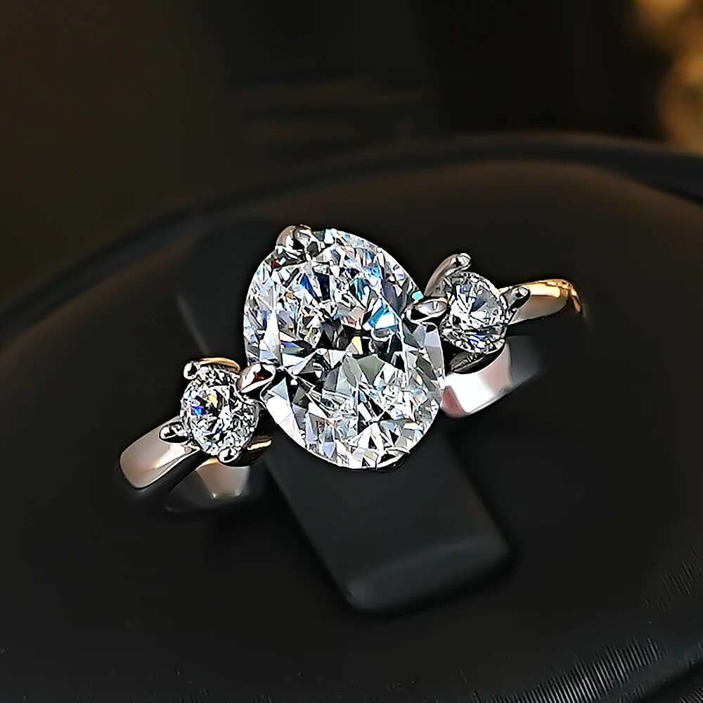 2Carat Oval Cut Moissanite Engagement Rings with Certificate 925 Sterling Silver Diamond Wedding Ring for Women Fine Jewelry