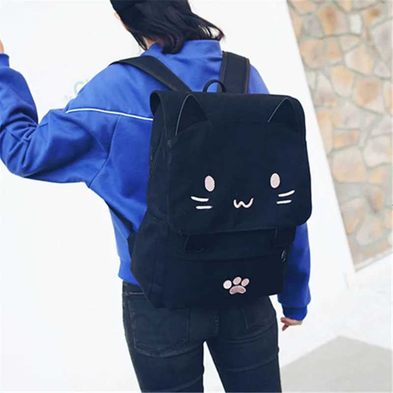 Japanese Stupid Cute 3D Cat Large Capacity Book Bag Girl Cartoon Backpack Womens BackpacksW251113