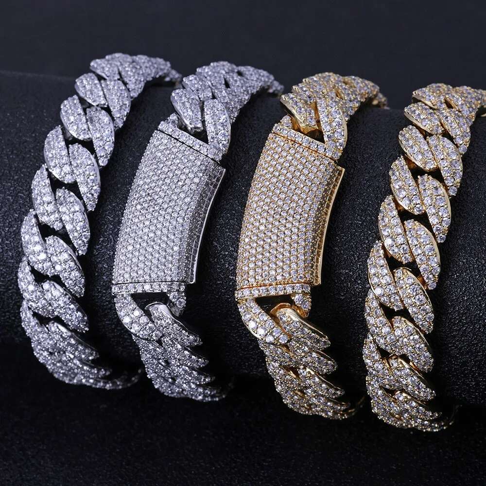 Hip Hop Jewelry Custom New Style Iced Out Cuban Link Necklace Bling Round Diamond Stones 13mm 2 Rows Miami CZ Chain Women