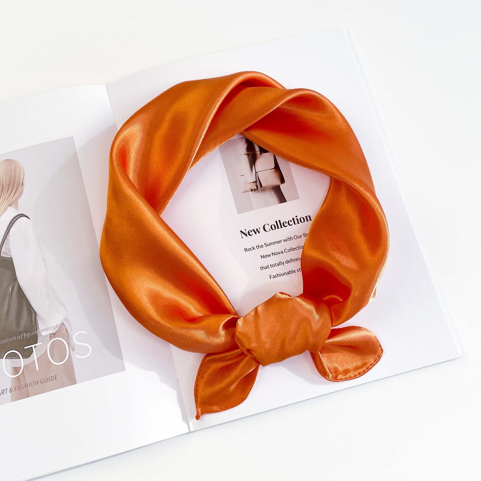 K389 60cm silk scarf solid color small square scarf imitation silk hair tie satin shawl neck scarf professional scarf headscarf cross-border