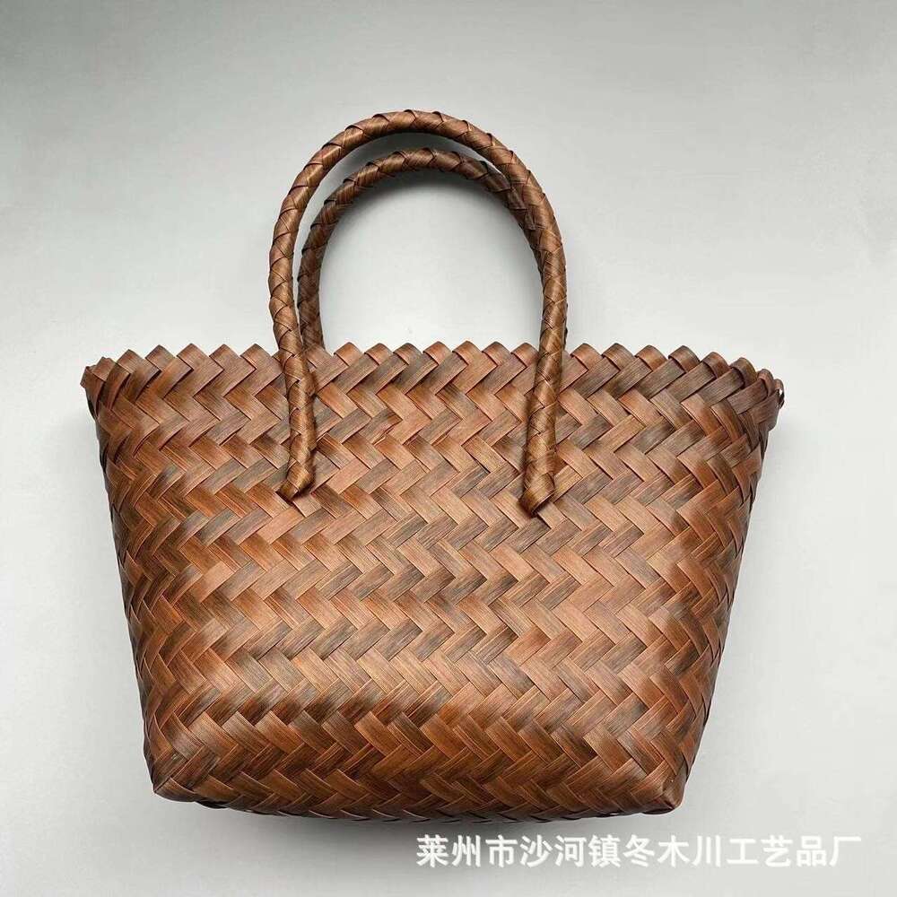 Handmade Beach Bag Mid Autumn Festival Gift Box Mooncake Special Hand-Held Straw Imitation Rattan Tote Bag, Large Capacity PP Woven Bag Kq2