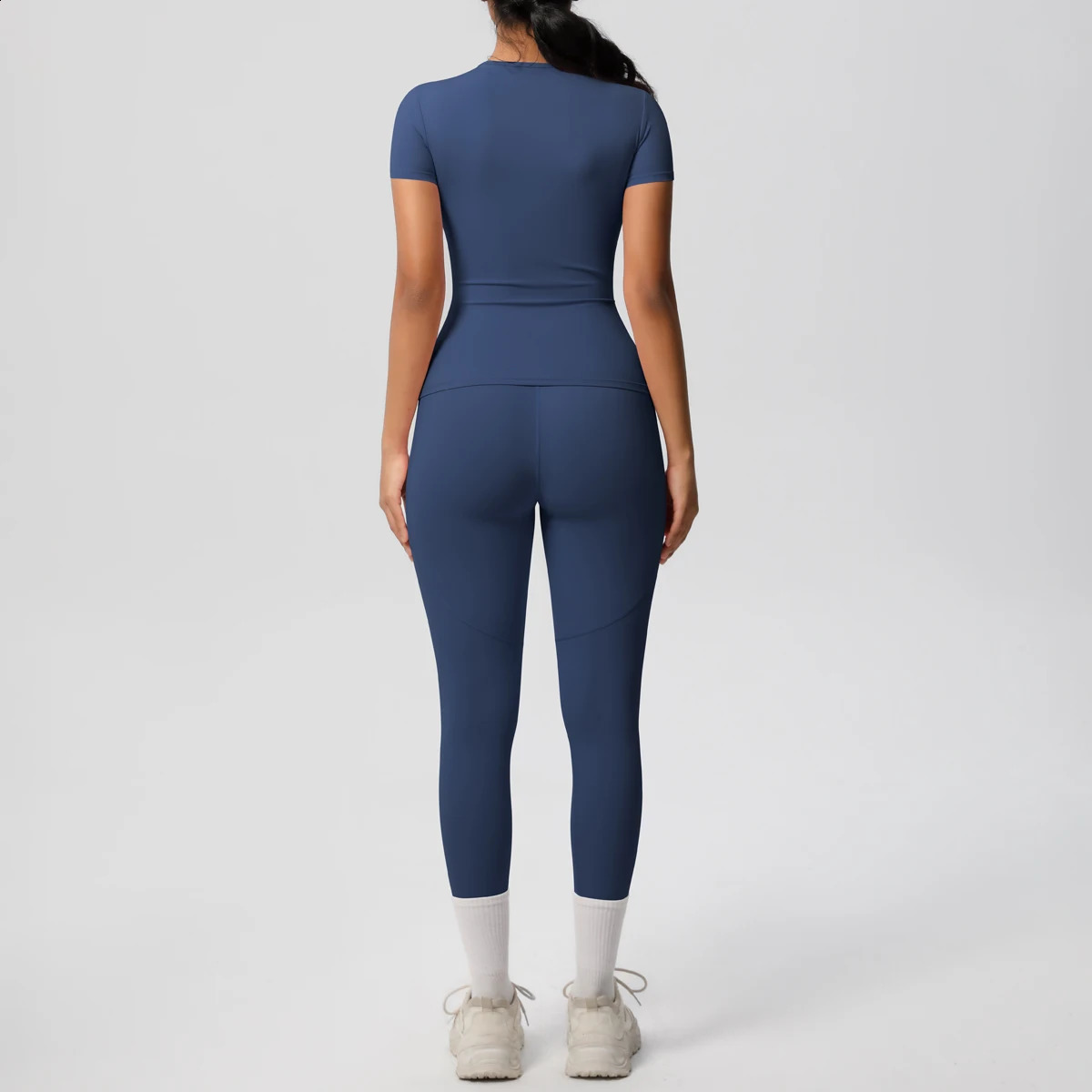 Women 2pcs Patchwork Sport Yoga Suit Womens Tracksuit Jacket Running Shirts Tummy Control Butt Lifting Gey Pants 250414