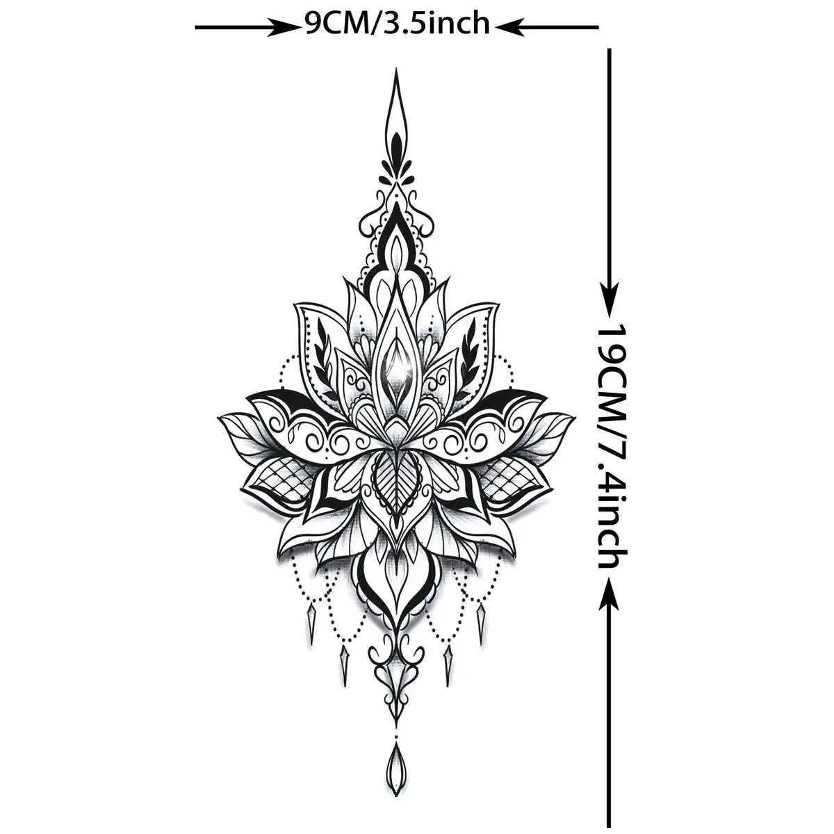 COTAK 10 Black Fingernail Flower Lotus Temporary Tattoo Female Lace Tattoo Stickers Mandala Flower Butterfly Rose Tattoo AdultXJ25414