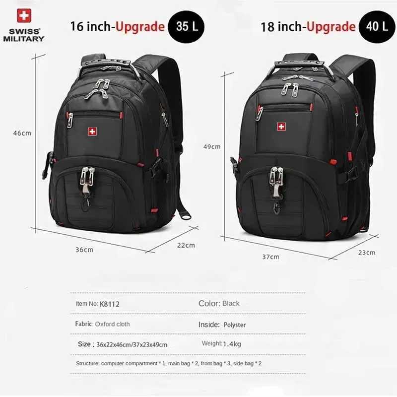 SWISS 17 Laptop Backpack Waterproof USB Charge Port Swiss-style Multifunctional Rucksack Schoolbag Mochila Hiking Travel bagW251113