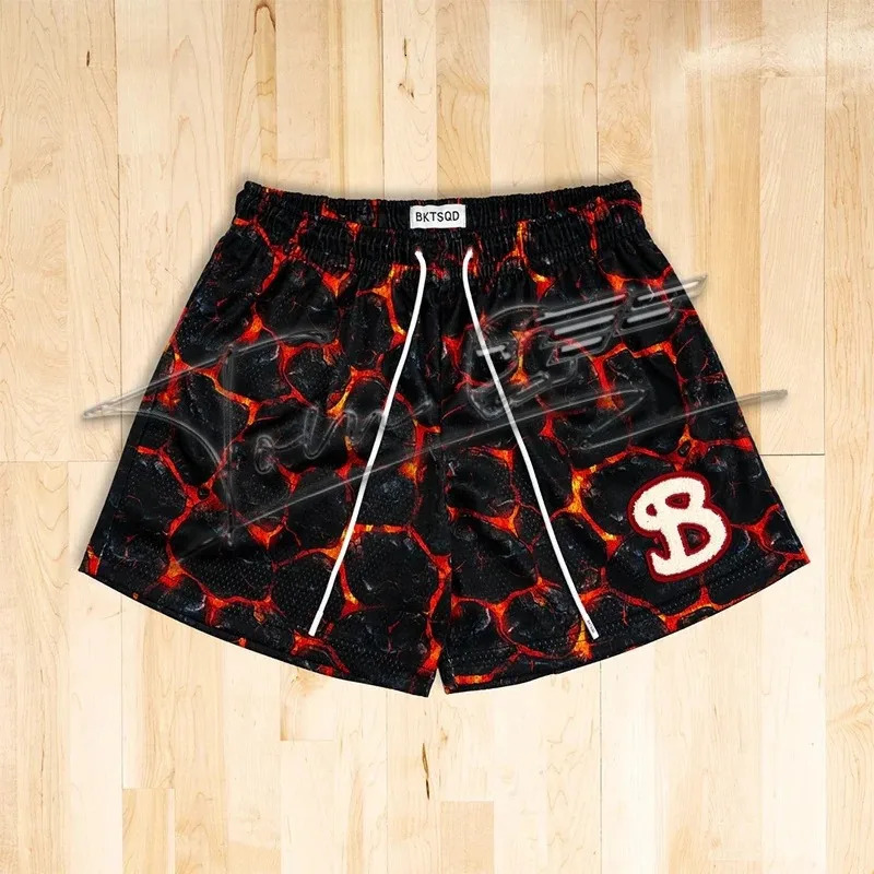 BKTSQD American fashion trend training shorts mens and womens mesh quick drying quarter knee basketball running beach 250414