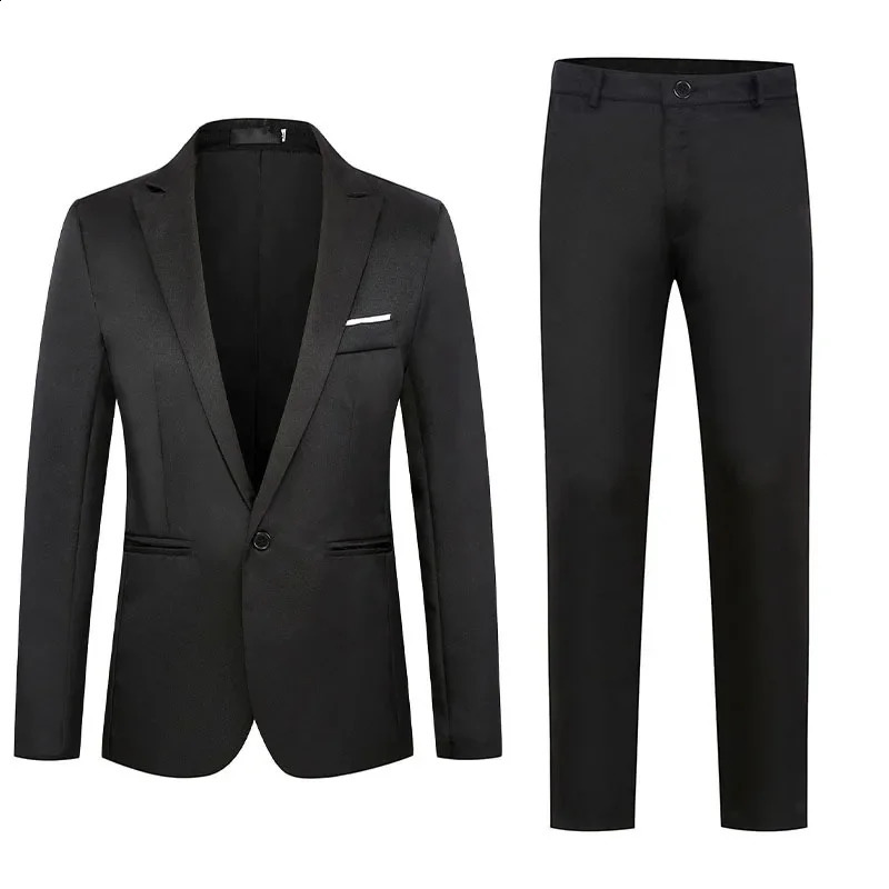Western-Style Mens Casual Business Suit Solid Color Single Button Husband Man Dinner Gown Small Western-Style Clothes 250409