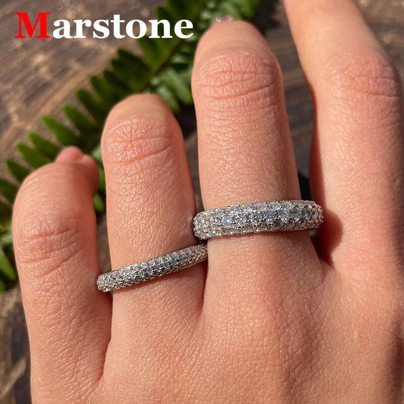 Full Moissanite Diamond D Color Womens Ring S925 Sterling Sliver 18K White Gold Plated Rings Fine Jewelry for Couple