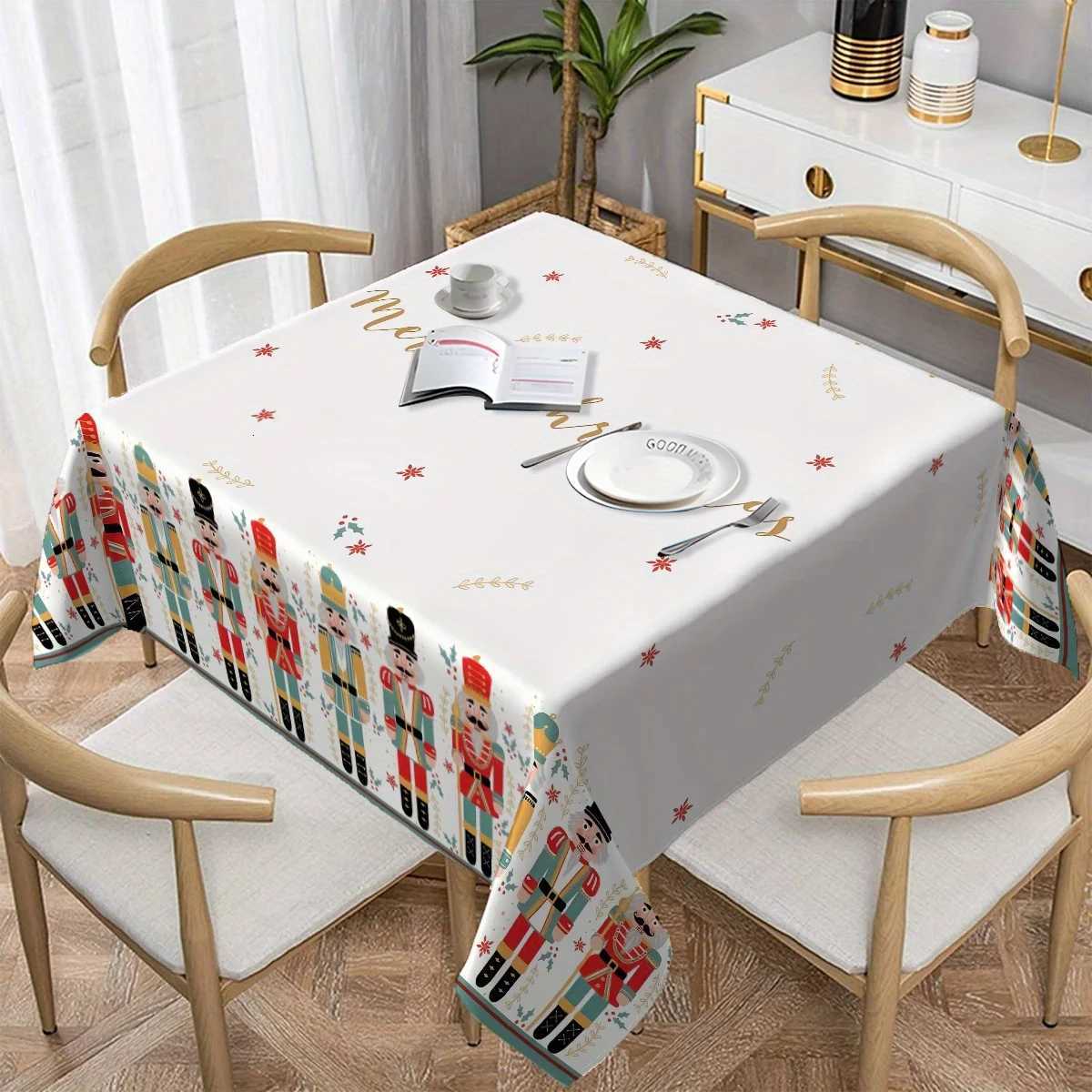 Christmas Christmas Nutcracker Polyester Tablecloth for Table Decor Winter Xmas Holiday Kitchen Dining Table Cloth Christmas Decorations Y251113