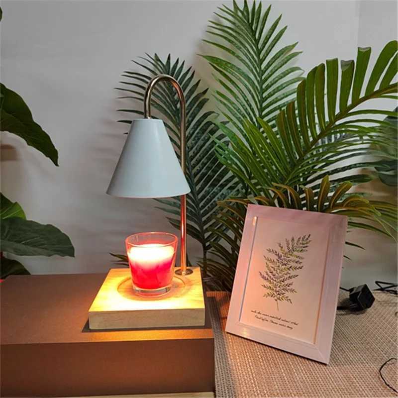 Desk lamp wax melting lamp aromatherapy lamp wooden base no fire candle lampmodern bedroom atmosphere desk lamp retro lamp M251114