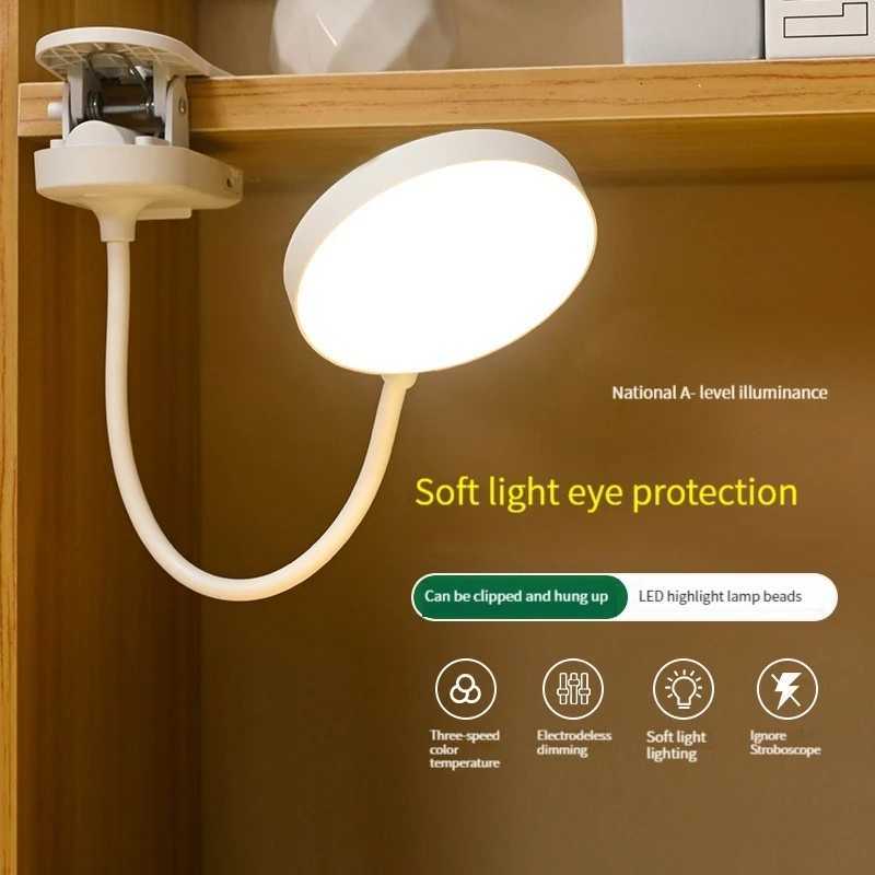LED Plug-In Desk Lamp Adjustable Brightness Clip-On Standable Reading Study Bedroom Night Light with Flexible Gooseneck M251114