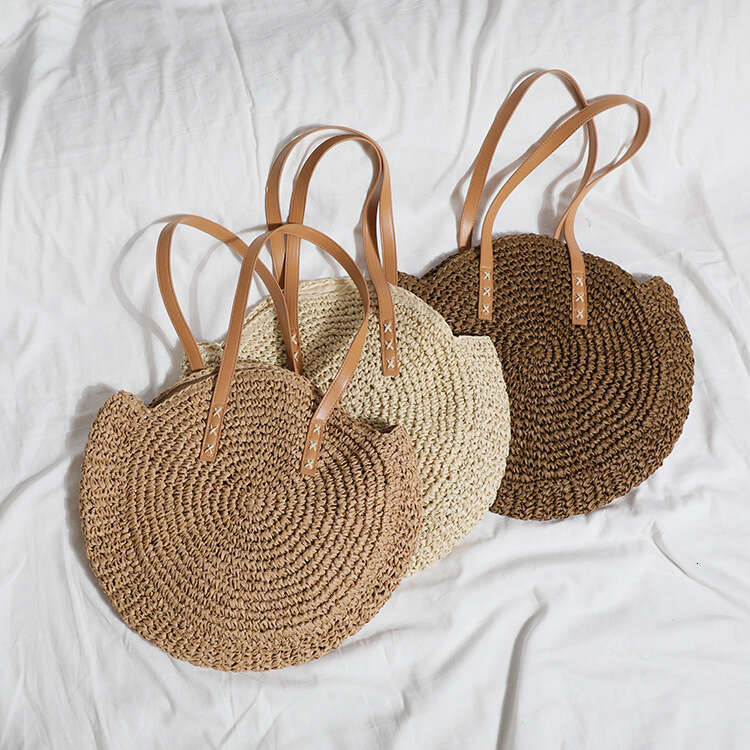 Handmade Beach Bag New Straw Shoulder Women's Woven Bag, Beach Vacation, Tourism, Large Capacity Kq2