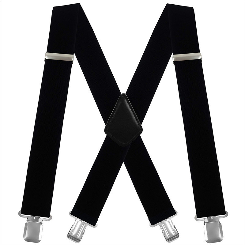 Plus Size 50mm Wide Men Suspenders High Elastic Adjustable 4 Strong Clips Suspender Heavy Duty X Back Trousers Braces 5 Colors 220701