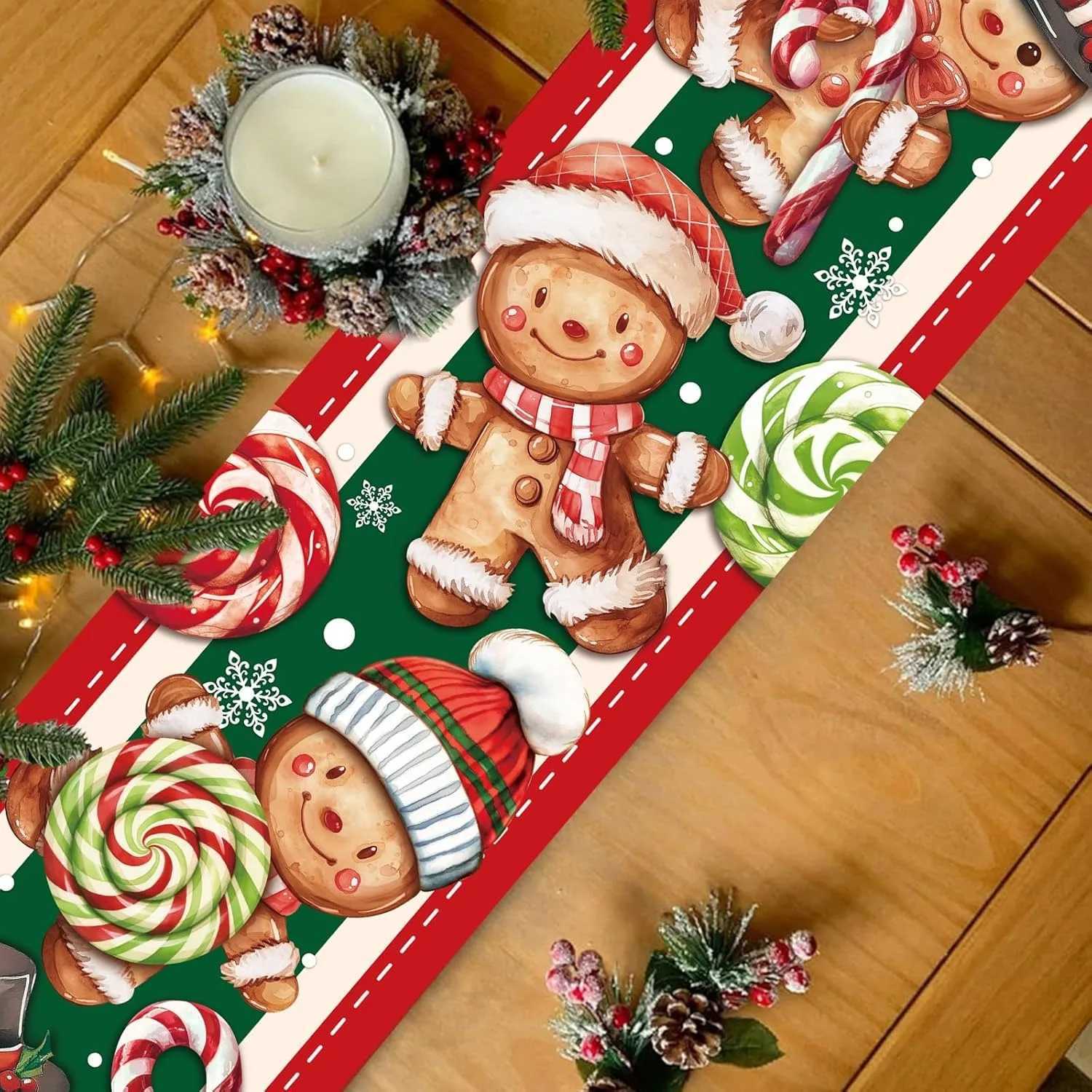 Christmas Festive Gingerbread Christmas table flag - Add Cheer to Your Holiday Meals New Year home party decoration Y251113
