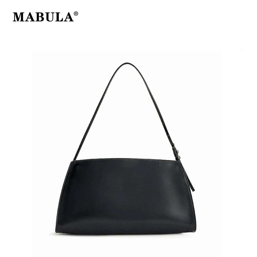 MABULA Cow Genuine Leather Underarm Shoulder Bag Classic Solid Color Hobos Handbag For Women Fashion Shopping Phone Purse
