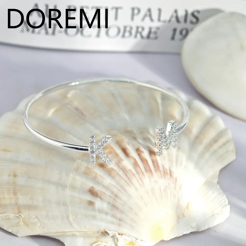 DOREMI Waterproof SimpleBracelet Initial Letter Birthstone Custom Gift Cuff Bangle 250408