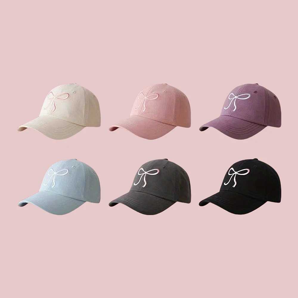 Wearing a small fresh and cute womens duckbill hat with a bow and baseball cap throughout the four seasons outdoor sports sun protection hat W250414