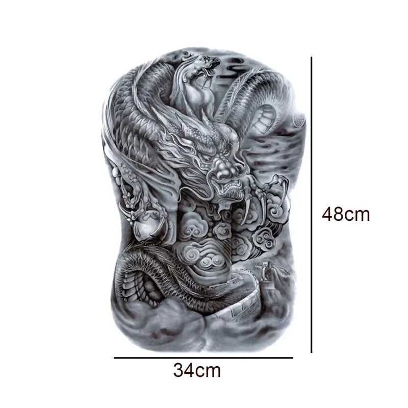 Waterproof temporary tattoo sticker full back dragon and tiger pattern tattoo sticker flash fake tattoo stickerXJ25414