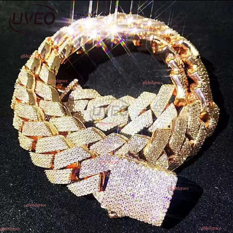 Necklace Moissanite designer sier rose gold iced out pass dia tester pendant Sterg Vvs cuban k chain
