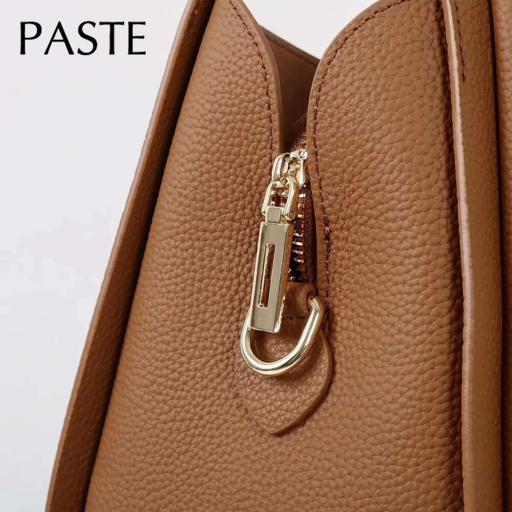 Advanced And Trendy First Layer Cow Leather Bucket Tote Grey Top Quality Thick Cowskin Commuter Female Shoulder Bag For Shopping