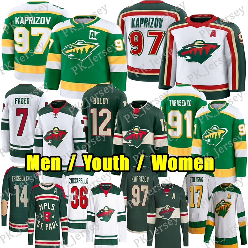 #97 Kirill Kaprizov mn hockey jersey #7 Brock Faber Matt Boldy wild Zeev Buium Marco Rossi Mats Zuccarello Tarasenko Spurgeon Marcus Foligno Joel Eriksson Ek jersey