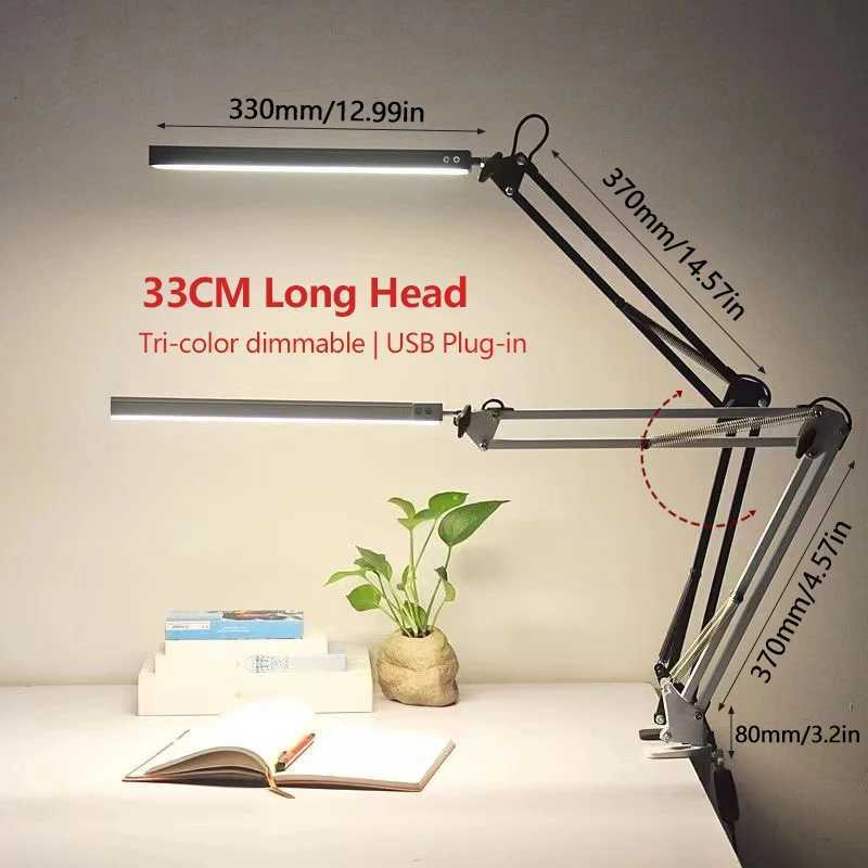 33CM LED Desk Lamp Adjustable Foldable Double Swing Light Eye-Caring For Dormitory Study Office Architect Task Lamp Dimmable M251114