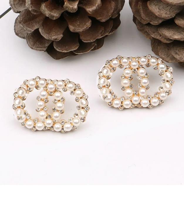 20style Simple Fashion Letter Dangle Earrings Designer For Woman Classic Pendant Stud Earing Crystal Rhinestone Wedding Christm Jewelry Gifts