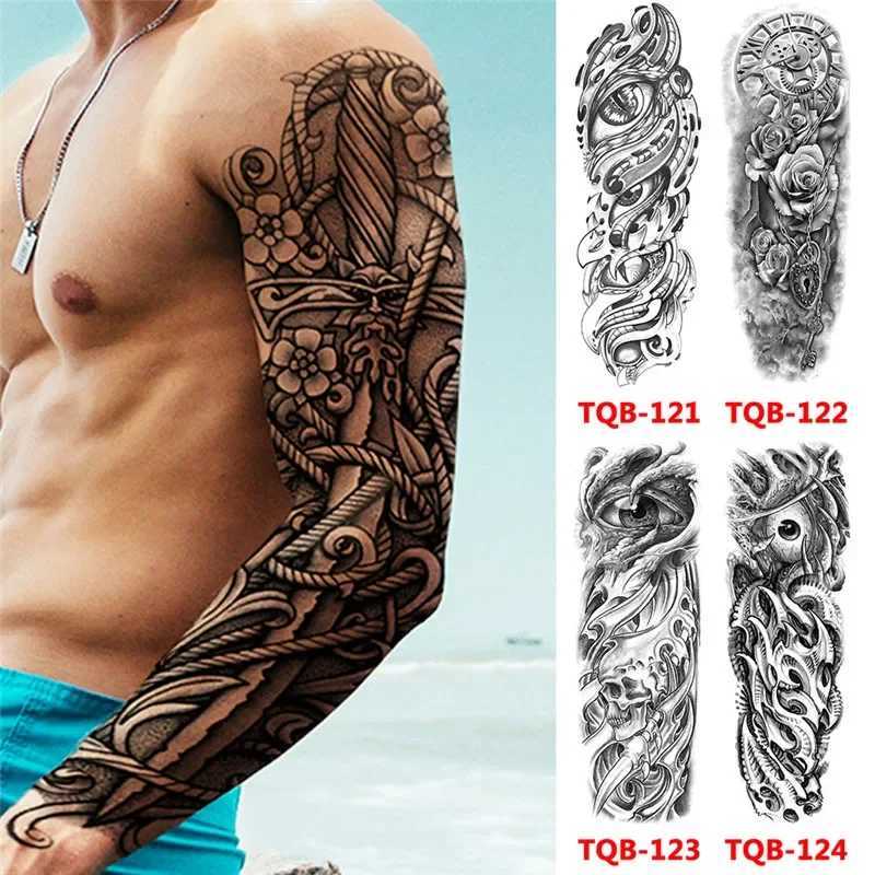 Big arm sleeve tattoo temporary tattoo sticker black rose design full flower arm body art big arm fake tattoo stickerXJ25414