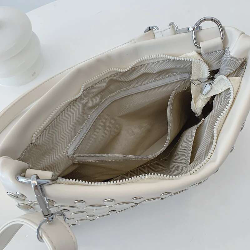 Women Fashion Rivets Handbag Adjustable Strap PU Leather Studded Crossbody Punk Shoulder Girls Daily Bag