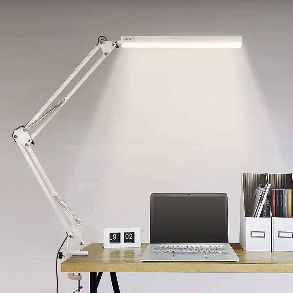LED Folding Metal Desk Lamp Clip on Light Clamp Long Diming 3 Colors Adjustable For Living Room Reading Computers M251114