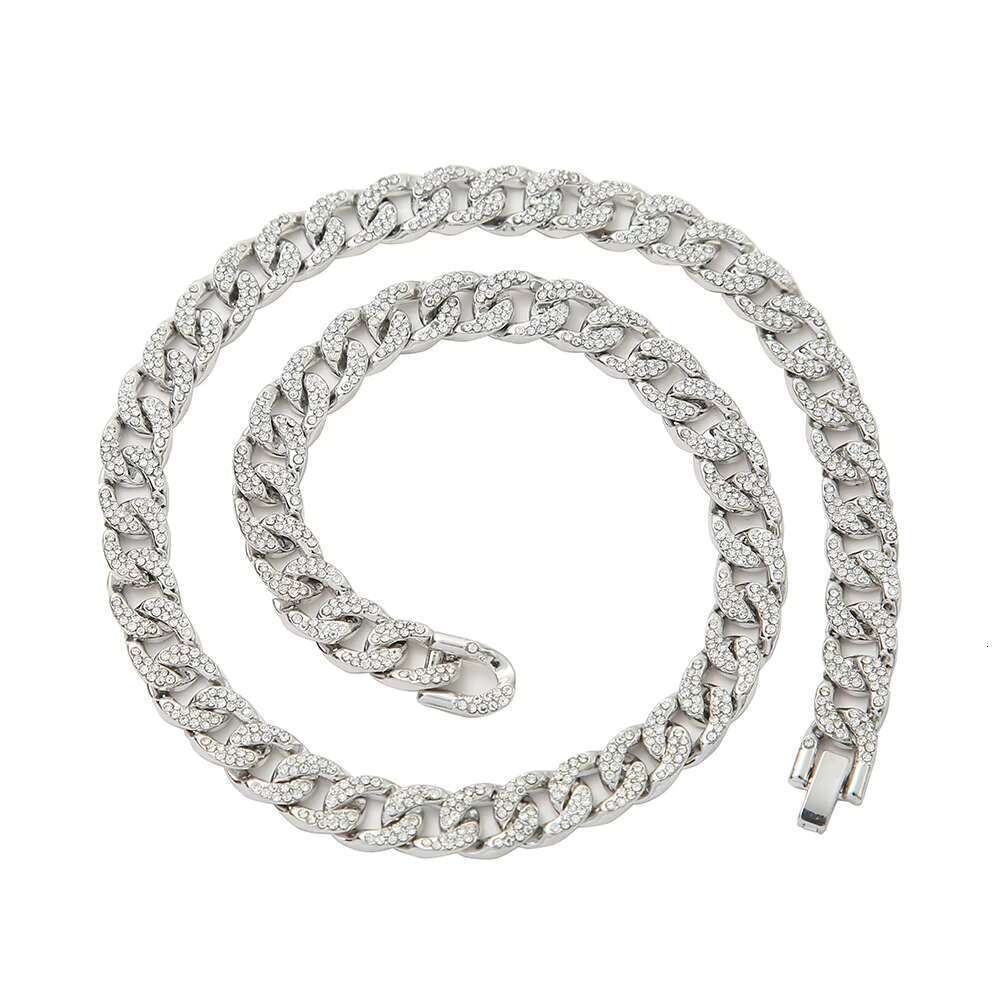 DHCollections Hip Hop Chain Necklace for Men Bling Iced Out Cuban Link Chain Gold Silver Plated Rhinestone Rapper Necklace Fashion Jewellery 18-24 Inc