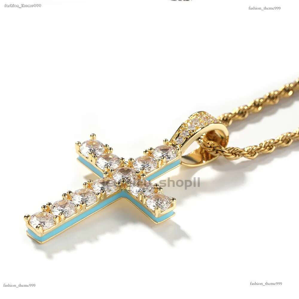 necklace moissanite chain New Cross Personalized Side Glow Set PendantCuban Chain Hip Hop Personality jewelry Moissanite dia